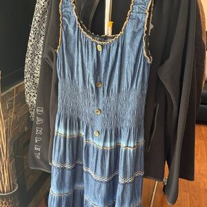 Denim Blue Smocked Tiered Sundress - Lapis Size medium